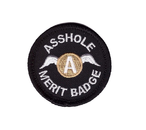 Iron on Black Asshole Merit Badge Patch