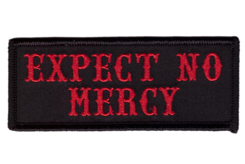Red Expect No Mercy Morale Biker Jacket Patch - Titan One
